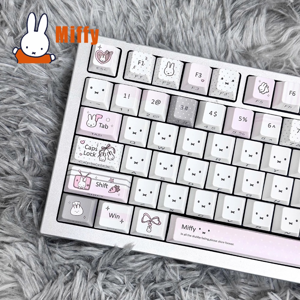 Gaming Keyboard Mechanical - Kawaii Miffy Mechanical Keyboard Keycap Set