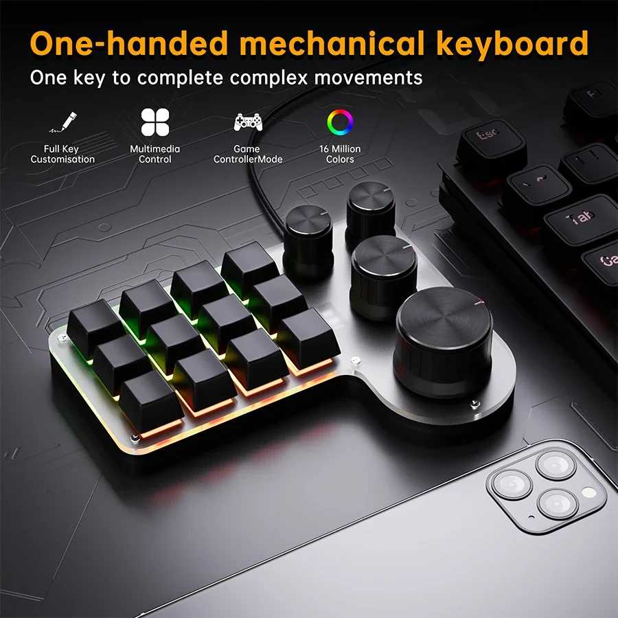 3 Modes 12 Keys Mechanical Key - Gaming Keyboard 1 Hand review and price